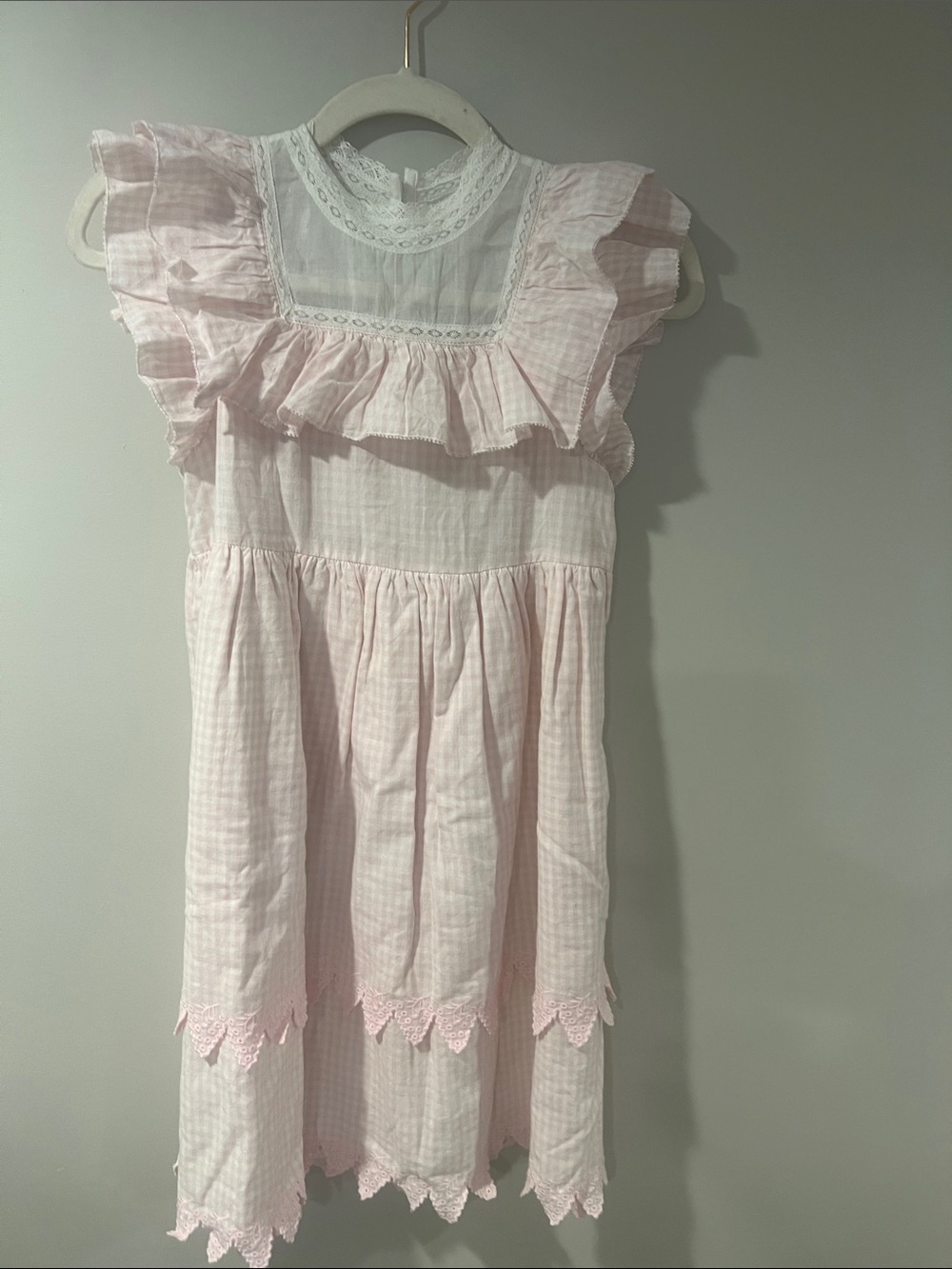 NellyStella Girls' Pink Gingham Ruffle-Trim Dress